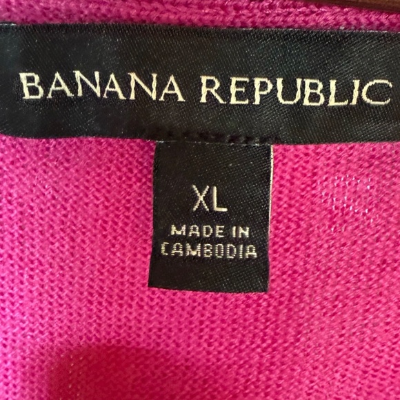 Banana Republic 100% Merino Wool Neon Pink V-neck Sweater Sz XL - Picture 6 of 8